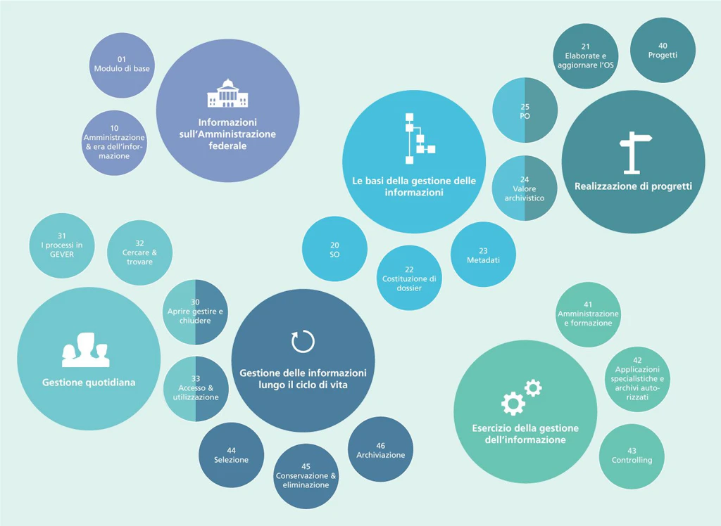 Panoramica grafica delle unità didattiche sulla gestione delle informazioni